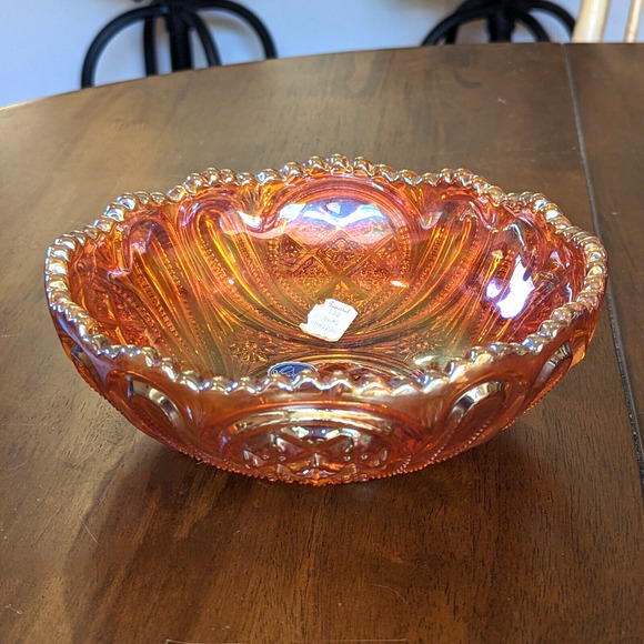 Imperial Carnival Glass Bowl Rubigold Marigold #438 Scalloped Sawtooth Vintage - Picture 5 of 12